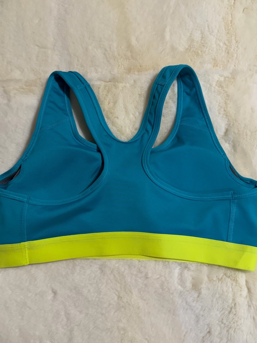 Nike Pro Dri-Fit Teal and Yellow Sports Bra - Picture 2 of 3